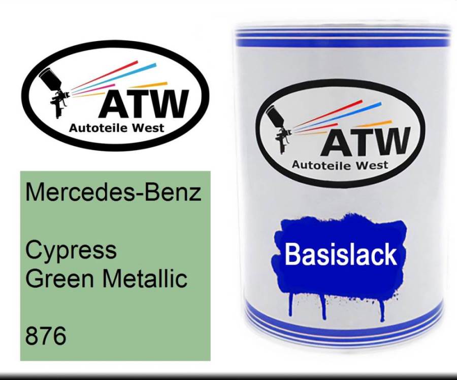 Mercedes-Benz, Cypress Green Metallic, 876: 500ml Lackdose, von ATW Autoteile West.